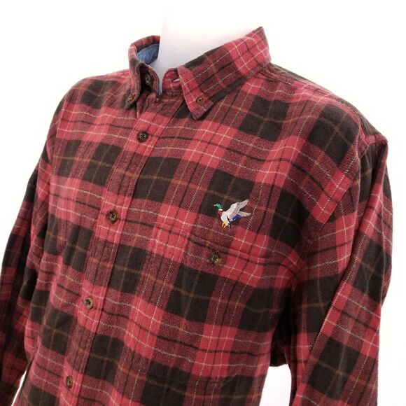 VTG Woolrich Red Buffalo Mens L Flannel Duck Hunting Shirt Vintage L/S Shooting - Picture 3 of 8